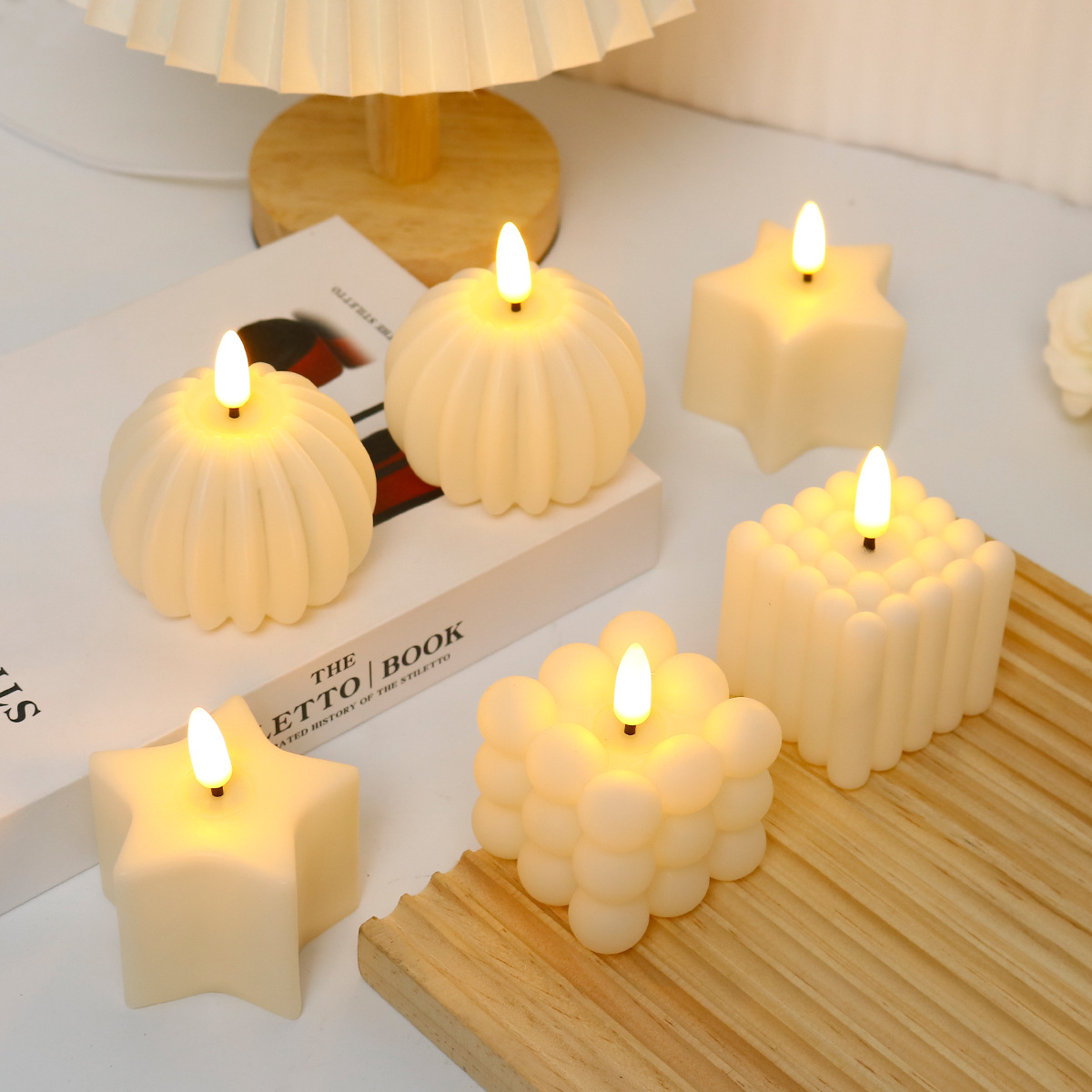 Photography With Lighting - LEDキャンドルキューブ 結婚式、誕生日、クリスマスデコレーション用、無煙照明、INS撮影用小道具 LEDキャンドル