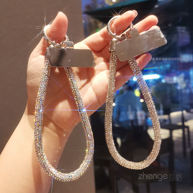 Photography Lighting Case - 高級フルダイヤモンド携帯ケース リストチェーン付き 吊り下げロープ ライトラグジュアリー フラッシュハンドヘルド ショートフォンストラップ