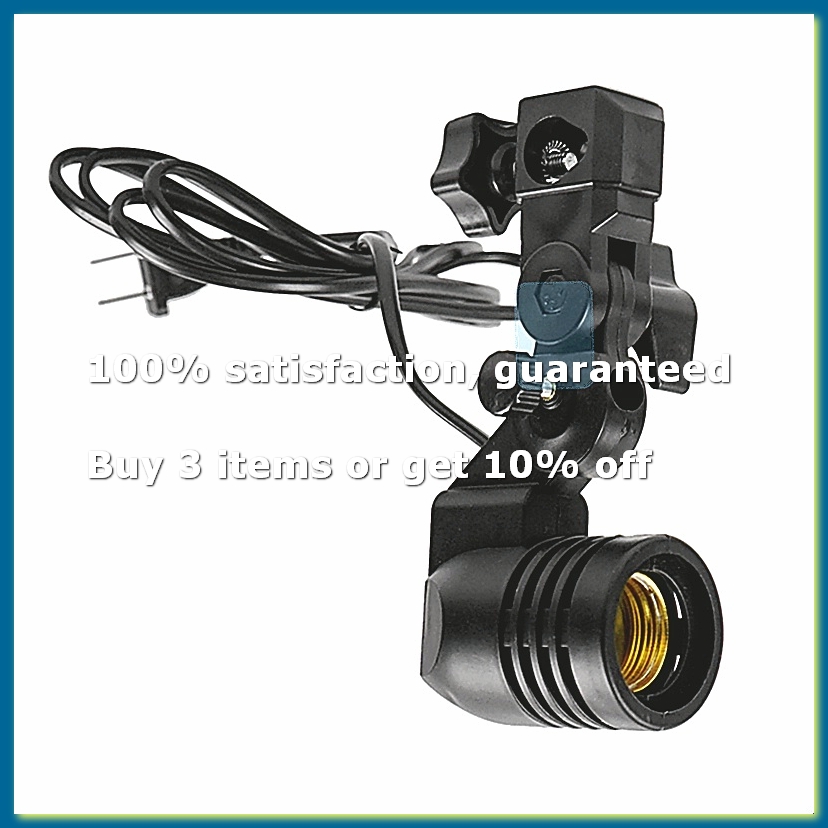 Photography With Lighting - ライトランプフォトスタジオ E27 AC ソケット写真撮影 1.8 メートルケーブルコード電球スタンド傘ホルダー付き電球マウント