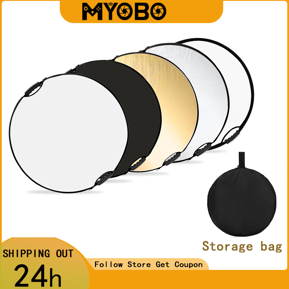 Photography Lighting Case - MYOBO折りたたみ式ライトリフレクター、キャリングケース付き、5 in 1ハンドルリフレクター、写真スタジオ照明用