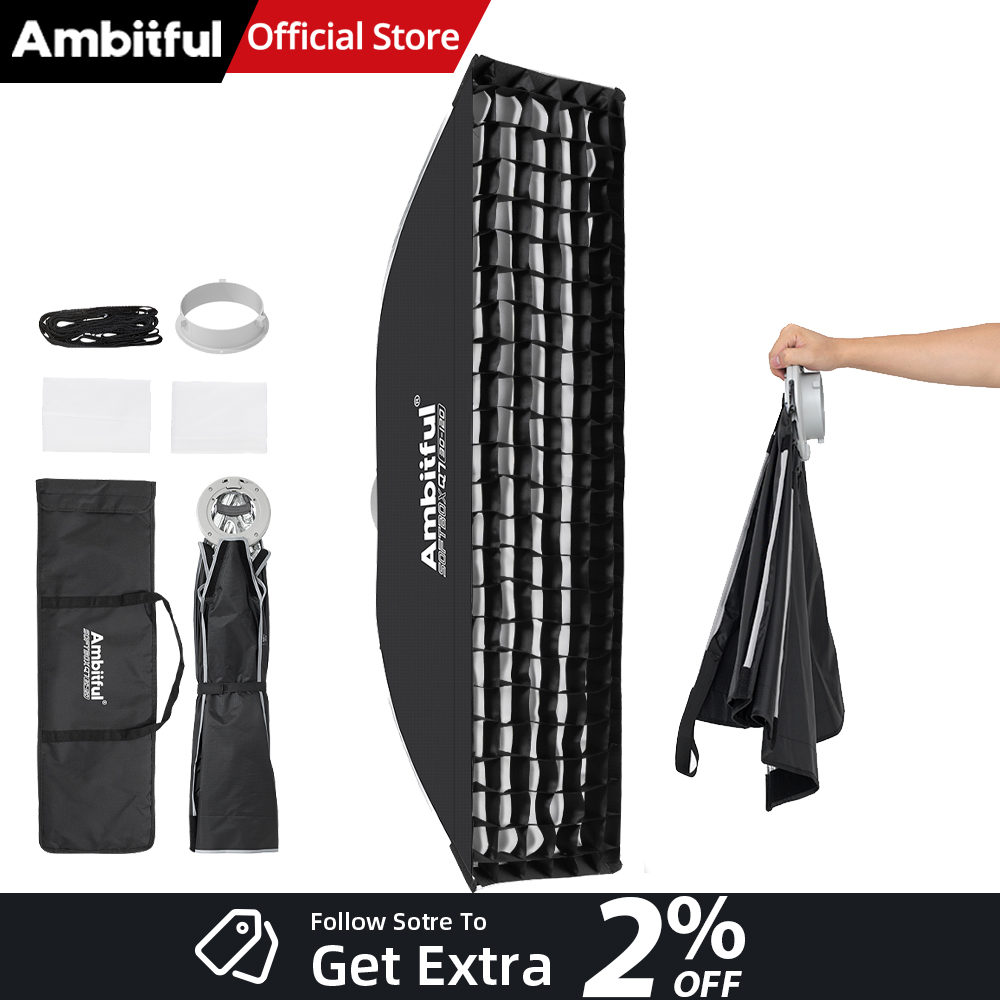 Photography Lighting Case - AMBITFUL Q7-II 30*120cm ボーエンズマウント ストリップソフトボックス グリッドサイドウィング