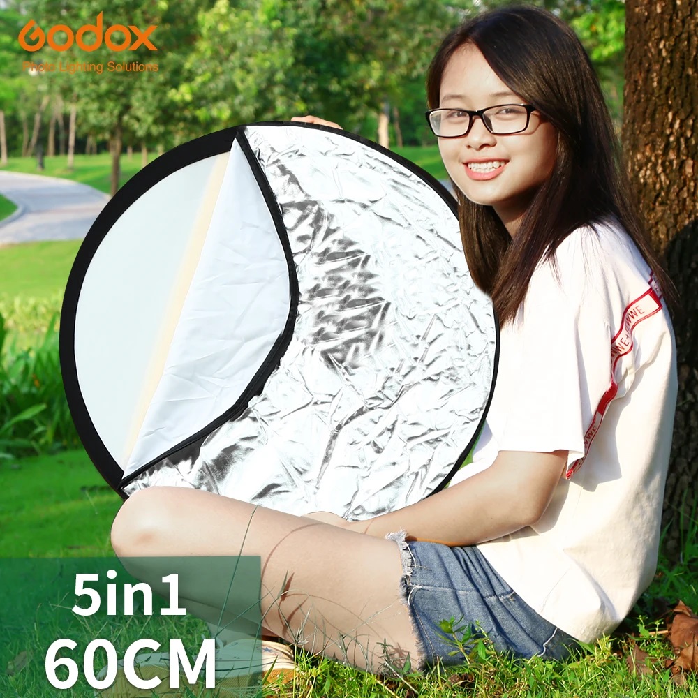 Photography Lighting Godox - Godoxポータブル折りたたみ式ライト、スタジオ用丸型写真リフレクター、マルチフォトディスク、5 in 1、24インチ、60cm