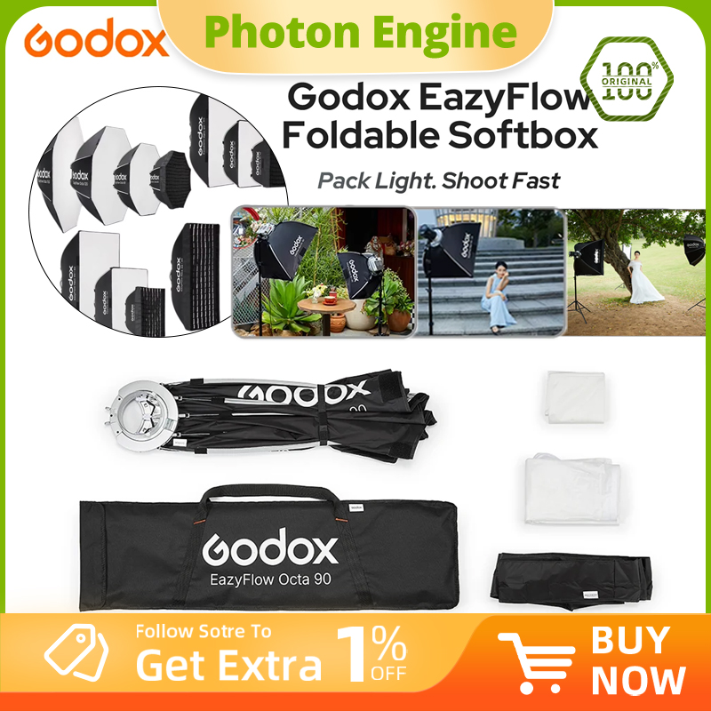 Photography Lighting Godox - Godox EazyFlowシリーズ折りたたみ式ソフトボックス ボーエンズマウント ポータブルクイックセットアップ照明ディフューザー 写真スタジオフラッシュLEDライト用
