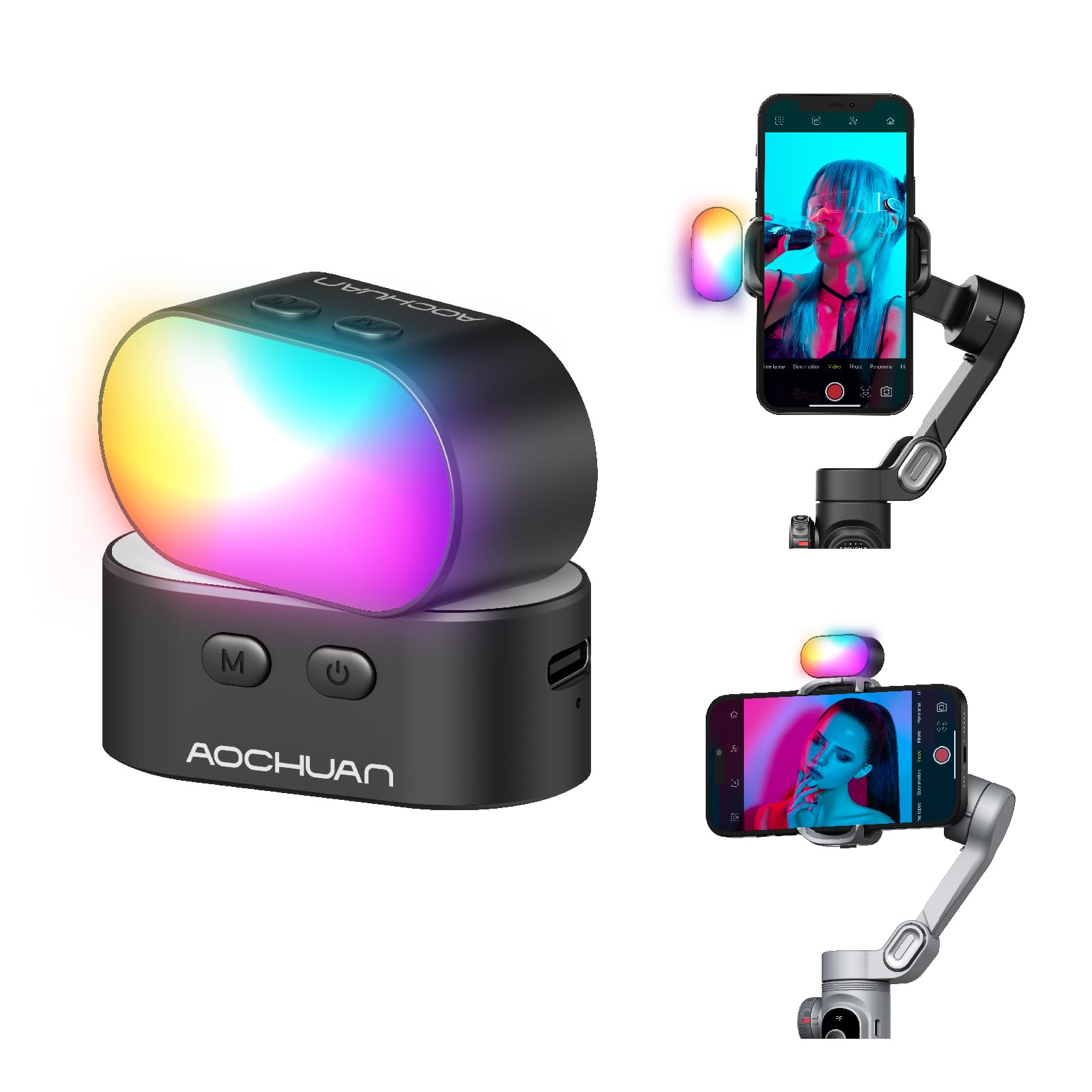 Photography Lighting Styles - AOCHUAN RGB 磁気フィルライト ジンバル LED ビデオ撮影ライト