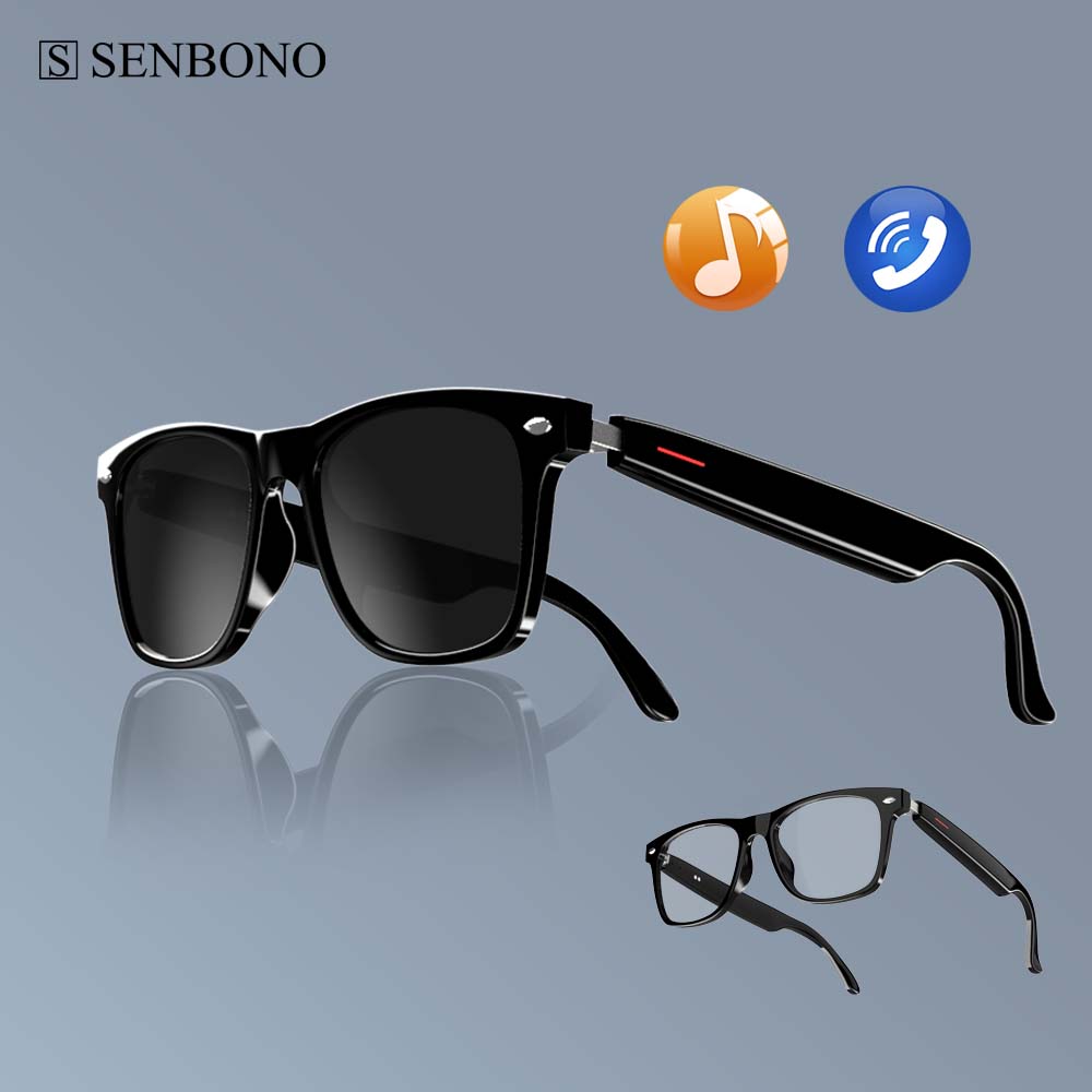 Photography Lighting Gear - SENBONO E13 スマートグラス:ブルーライトフィルター偏光サングラスレンズオーディオ内蔵マイク&スピーカータッチ&音声アシスタント
