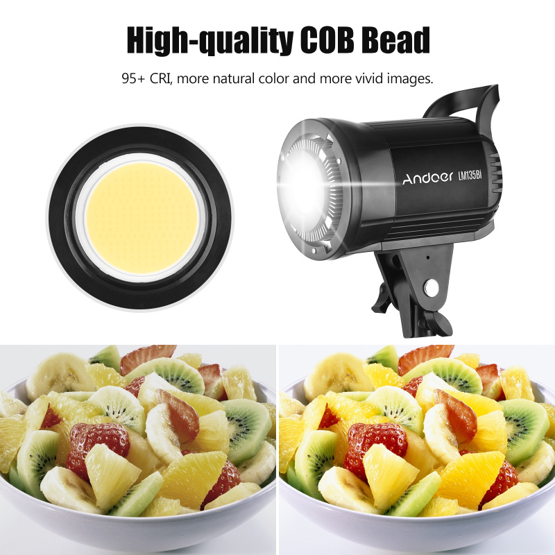 Andoer LM135Bi ポータブル LED 写真補助光 - Photography Lighting Godox のレビューと価格