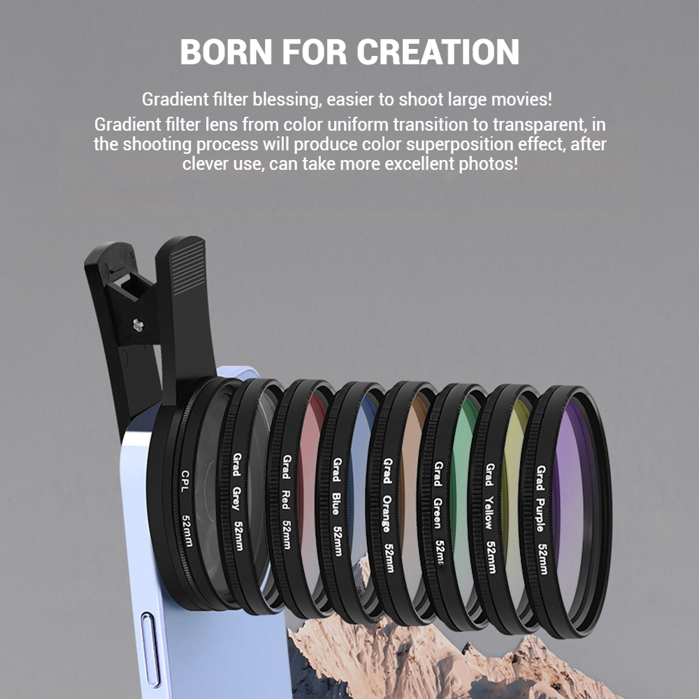 52mm クリップオンスマートフォンカメラフィルターキット  - Photography Lighting For Beginners のレビューと価格