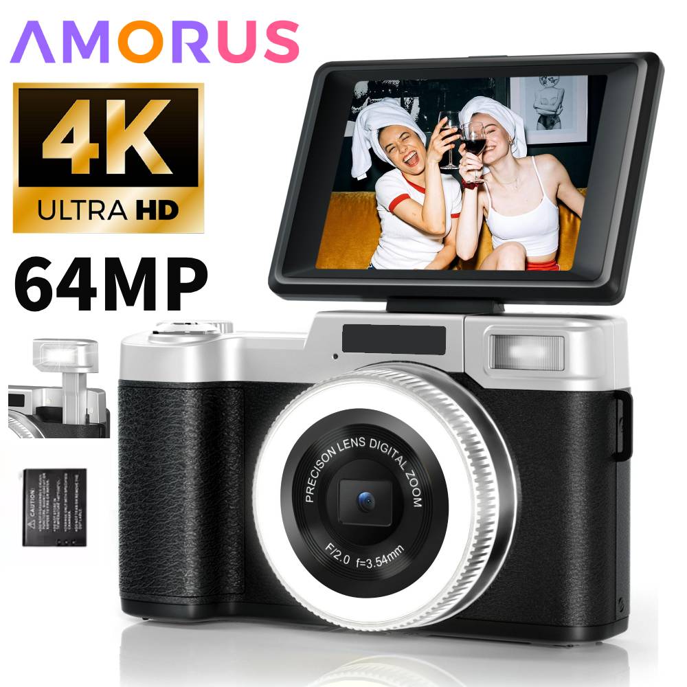 4K 64MPデジタルカメラ、写真撮影用、18倍デジタルズー - Photography Lighting For Beginners のレビューと価格